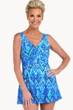 Artisan Ikat Empire Swim Dress|Maxine Sale