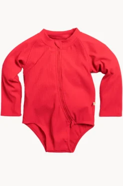 Baby Girls Long Sleeve Zip Sunsuit|Tini Togs