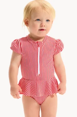 Baby Girls Textured Stripe Peplum Sunsuit|Seafolly Girls Outlet
