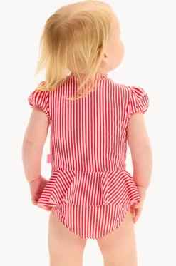 Baby Girls Textured Stripe Peplum Sunsuit|Seafolly Girls Outlet