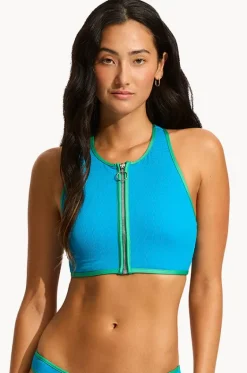 Beach Bound Zip Front Action Back Tank|Seafolly Outlet