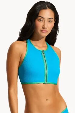 Beach Bound Zip Front Action Back Tank|Seafolly Outlet