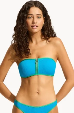 Beach Bound Zip Front Bandeau|Seafolly Discount