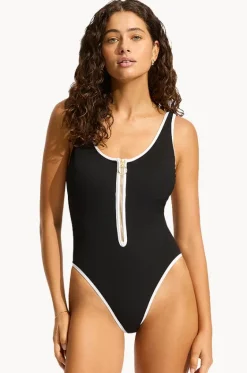 Beach Bound Zip Front Retro One Piece|Seafolly Online