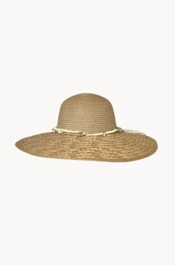 Beaded Wide Brim Patterned Hat|Cherry Red Sale