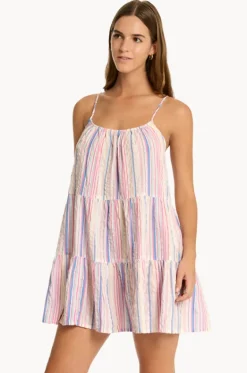 Boho Stripe Tie Back Short Sundress|Sea Level New