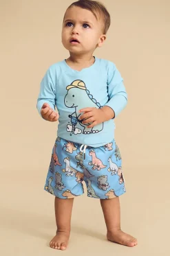 Boys Construction Dino Swim Short|Huxbaby New