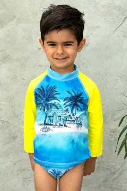 Boys Shipwrecked Long Sleeve Suntop|Salty Ink Hot