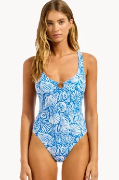 C Shells Ring Front Halter One Piece|Seafolly Discount