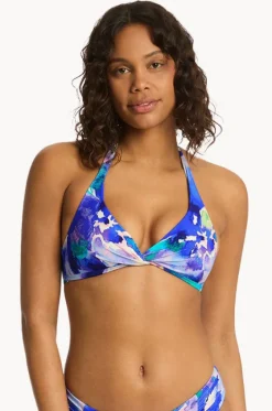 Cascade Twist Front Halter Bra|Sea Level