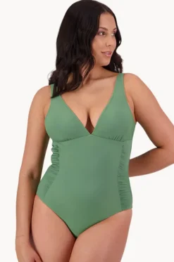 Contours Side Ruched Plunge One Piece|Moontide
