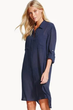 Crinkle Twill Beach Shirt|Seafolly Discount