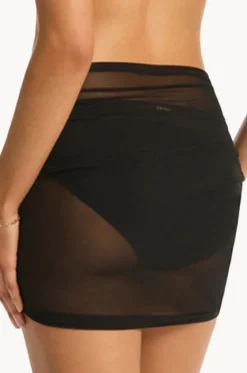 Day Club Drawstring Mini Mesh Skirt|Sea Level Discount