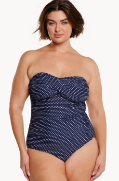 Dots Twist Front Bandeau One Piece|Capriosca Clearance