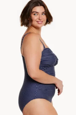 Dots Twist Front Bandeau One Piece|Capriosca Clearance