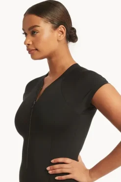 Eco Essentials Zip Front Short Sleeve Sunsuit|Sea Level Best