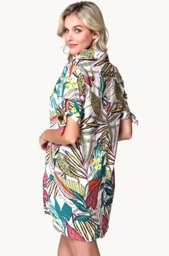 Funky Palm Tie Sleeve Button Shirt|J.valdi Clearance