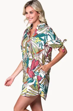 Funky Palm Tie Sleeve Button Shirt|J.valdi Clearance