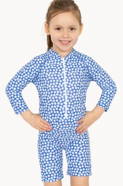 Girls Blue Daisy Sunsuit|Babes In The Shade New