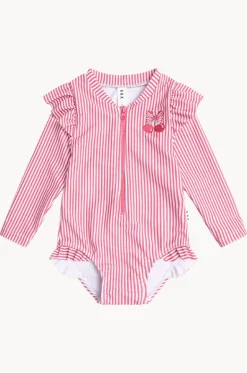 Girls Pie Stripe Frill Sunsuit|Huxbaby Hot