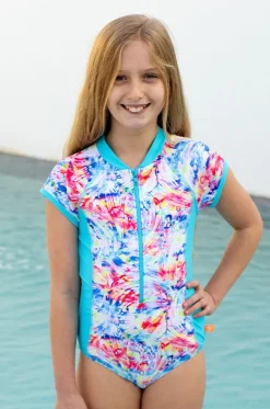 Girls Cosmik Crush Short Sleeve Sunsuit|Salty Ink Hot