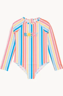 Girls Holy Stripe Long Sleeve Sunsuit|Roxy