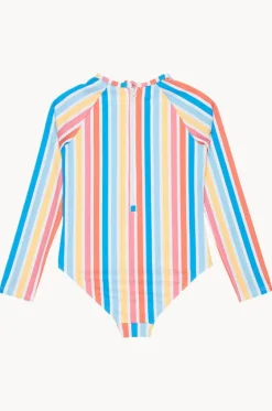 Girls Holy Stripe Long Sleeve Sunsuit|Roxy