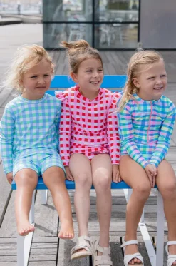 Girls Picnic Check Sunsuit|Milky New