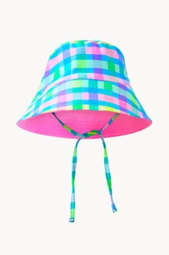 Girls Picnic Check Swim Hat|Milky Clearance