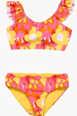 Girls Pop Of Sunshine Frill Crop Set|Snapper Rock Best