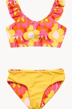 Girls Pop Of Sunshine Frill Crop Set|Snapper Rock Best