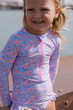 Girls Pretty Posy Sunsuit|Milky Hot