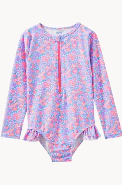 Girls Pretty Posy Sunsuit|Milky Hot
