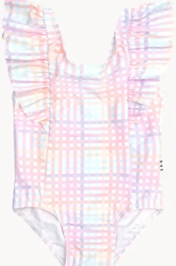 Girls Check Frill One Piece|Huxbaby Clearance