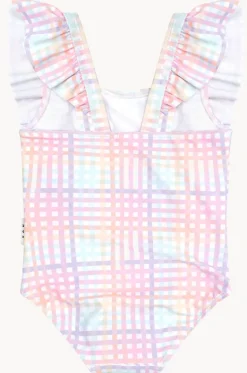 Girls Check Frill One Piece|Huxbaby Clearance
