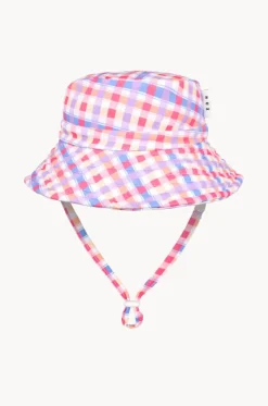Girls Rainbow Check Swim Hat|Huxbaby Online