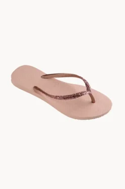 Girls Slim Metal Glitter Logo Thong|Havaianas Best