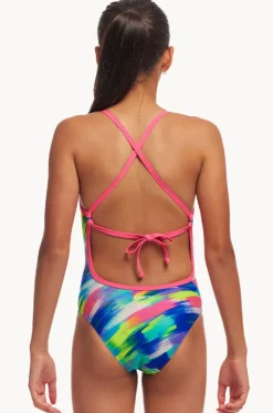Girls Streaky Strokes Tie Me Tight One Piece|Funkita Hot