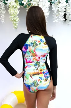 Girls Summer Vacay Long Sleeve Sunsuit|Salty Ink Hot