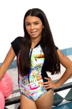 Girls Summer Vacay Short Sleeve Sunsuit|Salty Ink Clearance