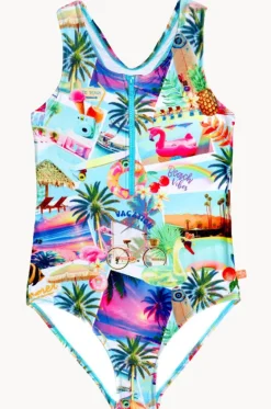 Girls Summer Vacay Zip One Piece|Salty Ink New