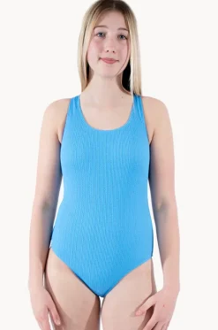 Girls Textured Cross Back One Piece|Base Swim Outlet