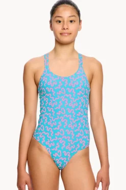 Girls Wavy Cross Back One Piece|Modibodi Online