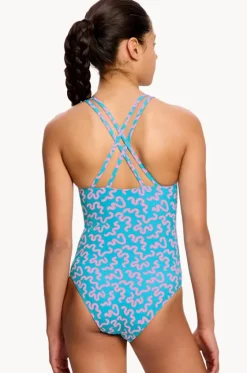 Girls Wavy Cross Back One Piece|Modibodi Online