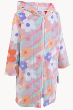 Kids Petal Splash Hooded Towel Robe 5-7Y|Back Beach Co New
