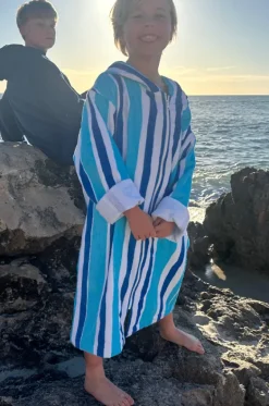 Kids Stripe Hooded Towelling Robe 7-11Y|Back Beach Co Best