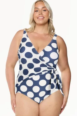 Large Polka Dot Tie Waist One Piece|Capriosca