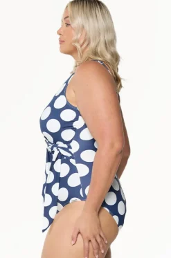 Large Polka Dot Tie Waist One Piece|Capriosca