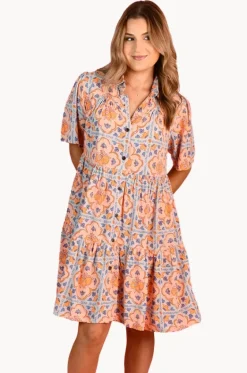 Lemon Tile Victoria Button Dress|Go Girl New