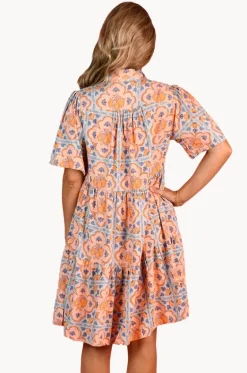 Lemon Tile Victoria Button Dress|Go Girl New